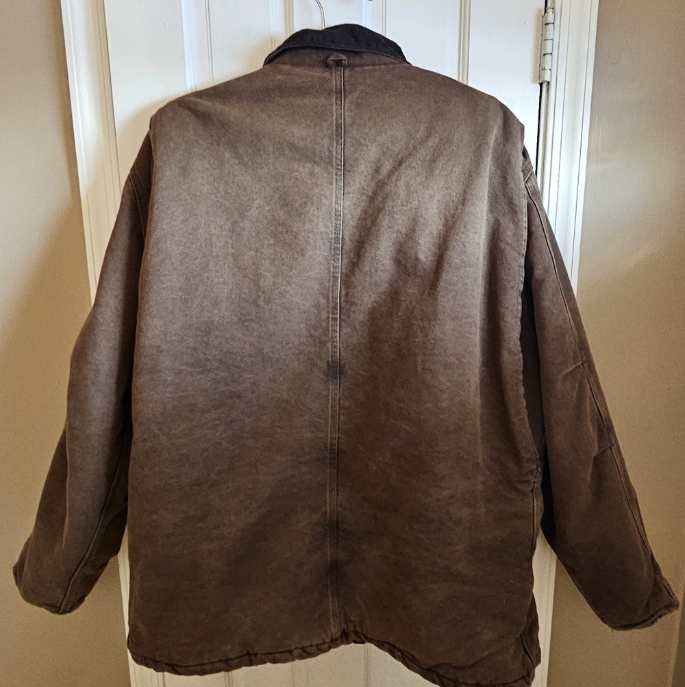 Vintage 90's Carhartt Duck Canvas Jacket Quilt Lined  C26CHT Chocolate 3XL - Picture 2 of 8